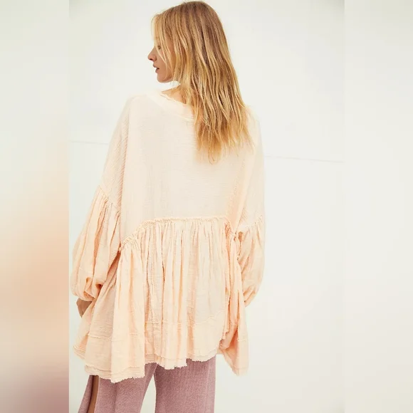 Free People Keeping It Cool Pullover Peach Oversized Size M - Picture 10 of 10